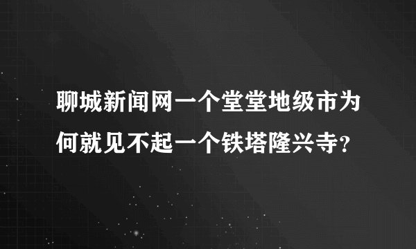 聊城新闻网一个堂堂地级市为何就见不起一个铁塔隆兴寺？