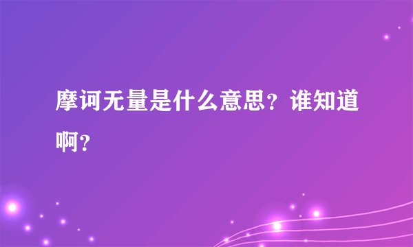 摩诃无量是什么意思？谁知道啊？