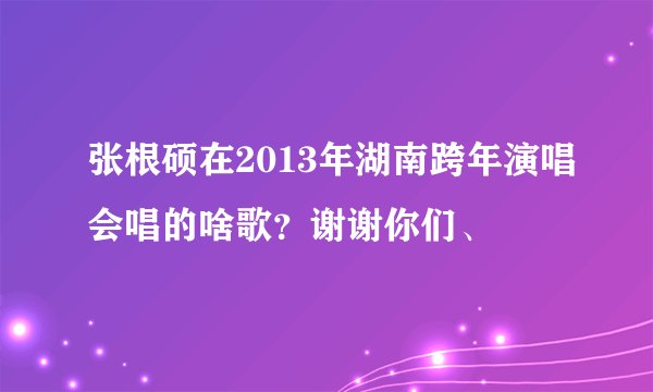 张根硕在2013年湖南跨年演唱会唱的啥歌？谢谢你们、