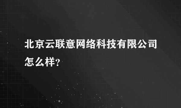 北京云联意网络科技有限公司怎么样？