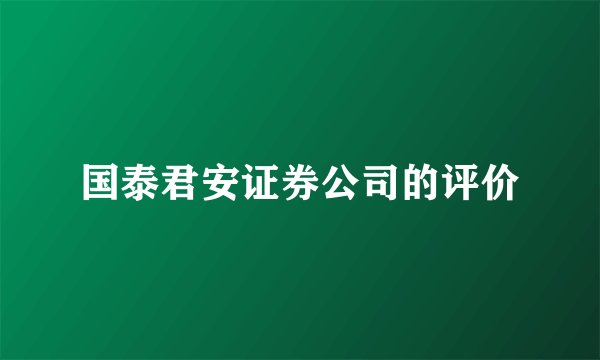 国泰君安证券公司的评价