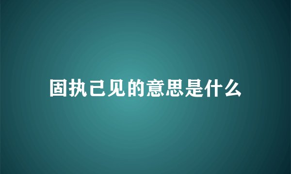 固执己见的意思是什么