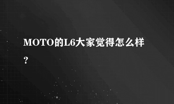 MOTO的L6大家觉得怎么样？