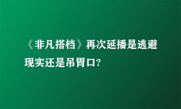 《非凡搭档》再次延播是逃避现实还是吊胃口?