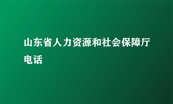 山东省人力资源和社会保障厅电话