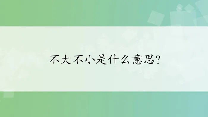 不大不小是什么意思？