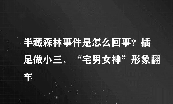 半藏森林事件是怎么回事？插足做小三，“宅男女神”形象翻车