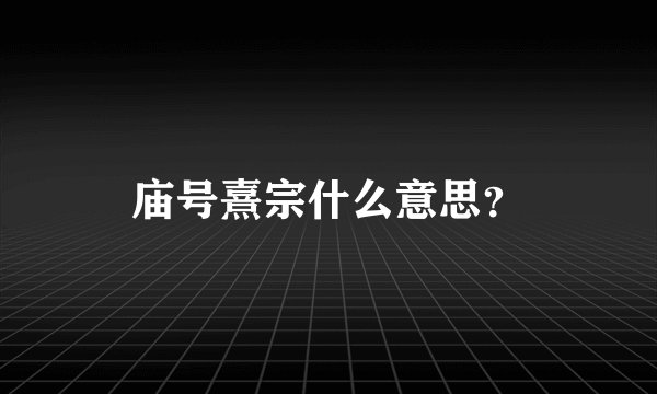 庙号熹宗什么意思？