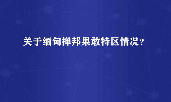 关于缅甸掸邦果敢特区情况？