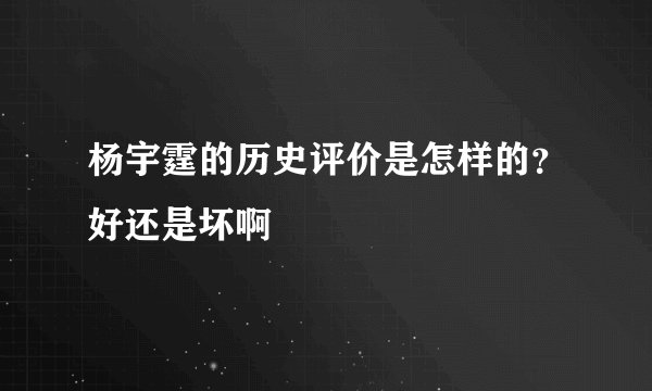 杨宇霆的历史评价是怎样的？好还是坏啊