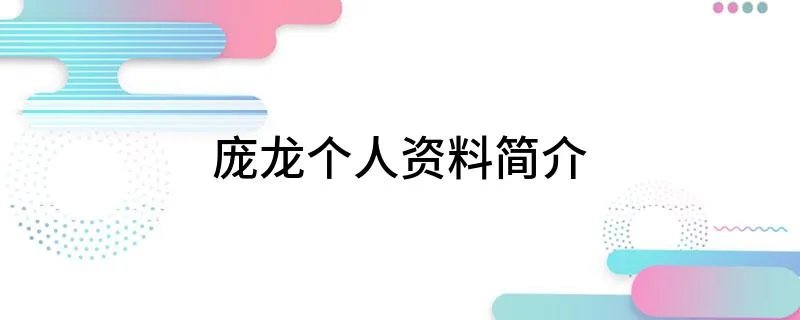 庞龙个人资料简介