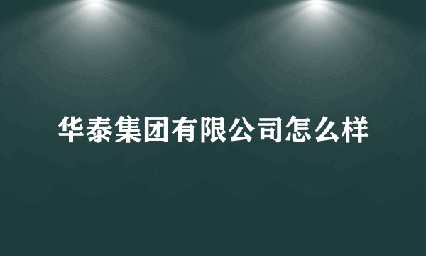 华泰集团有限公司怎么样