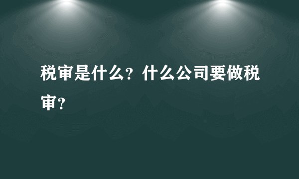 税审是什么？什么公司要做税审？