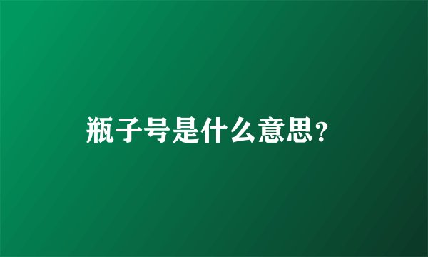 瓶子号是什么意思？