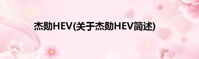 杰勋HEV(关于杰勋HEV简述)