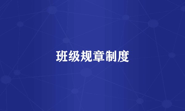 班级规章制度