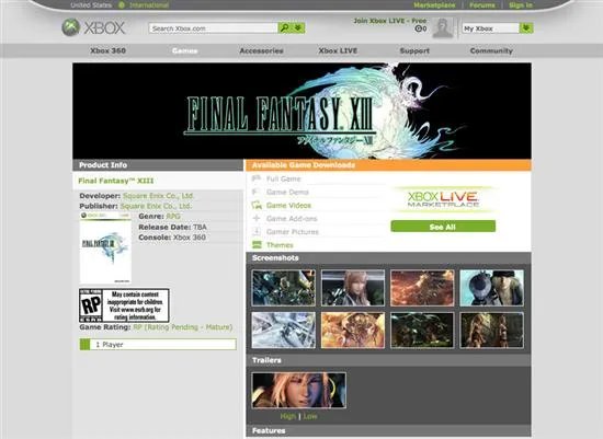 X360日版《最终幻想13》现身官网