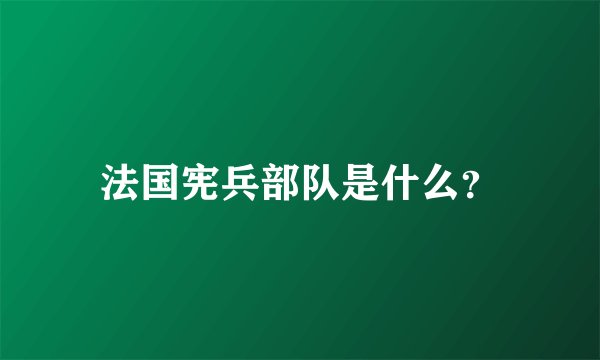法国宪兵部队是什么？