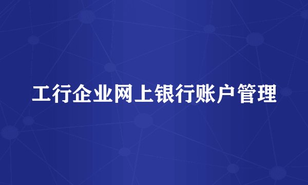 工行企业网上银行账户管理