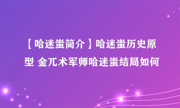 【哈迷蚩简介】哈迷蚩历史原型 金兀术军师哈迷蚩结局如何