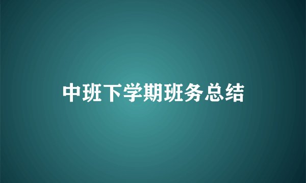 中班下学期班务总结