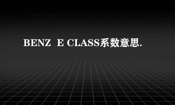BENZ  E CLASS系数意思.