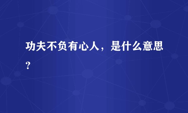 功夫不负有心人，是什么意思？