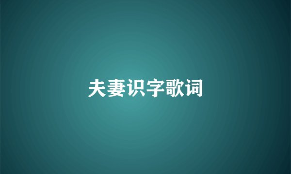 夫妻识字歌词