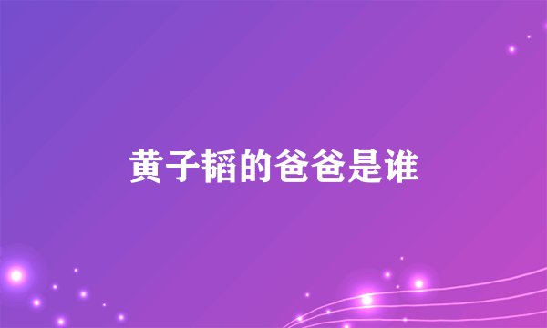 黄子韬的爸爸是谁