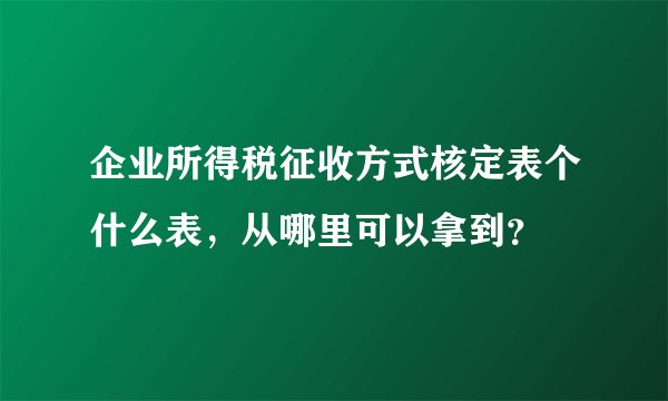 企业所得税征收方式核定表个什么表，从哪里可以拿到？