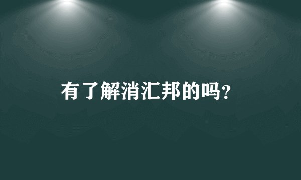 有了解消汇邦的吗？