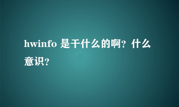 hwinfo 是干什么的啊？什么意识？