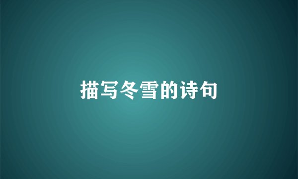 描写冬雪的诗句