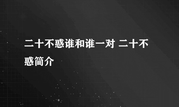 二十不惑谁和谁一对 二十不惑简介