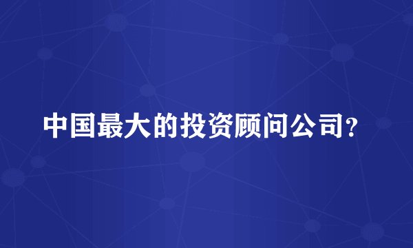 中国最大的投资顾问公司？