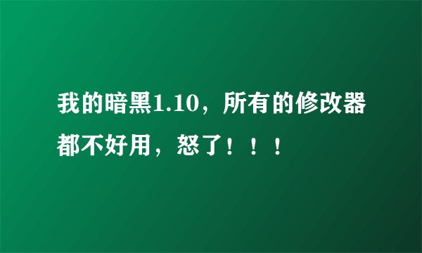 我的暗黑1.10，所有的修改器都不好用，怒了！！！