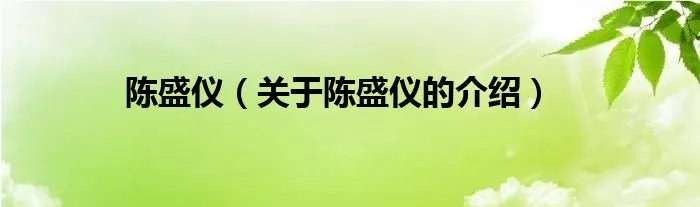 陈盛仪（关于陈盛仪的介绍）