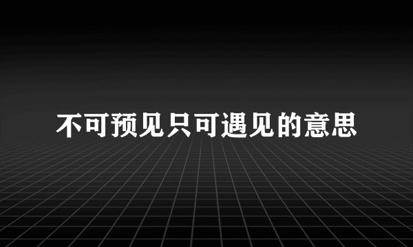 不可预见只可遇见的意思