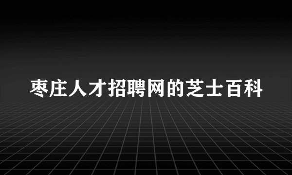 枣庄人才招聘网的芝士百科