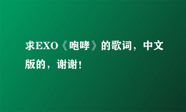 求EXO《咆哮》的歌词，中文版的，谢谢！