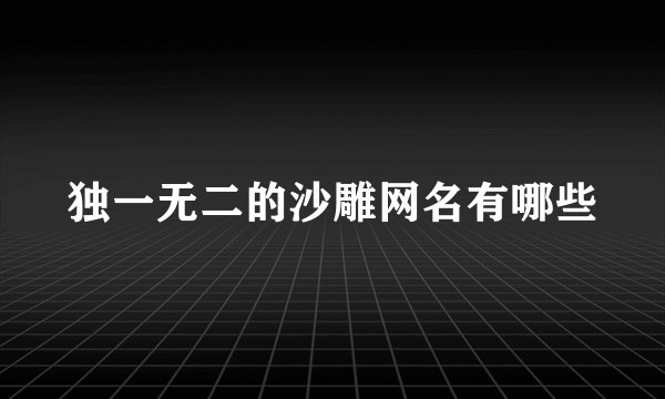 独一无二的沙雕网名有哪些