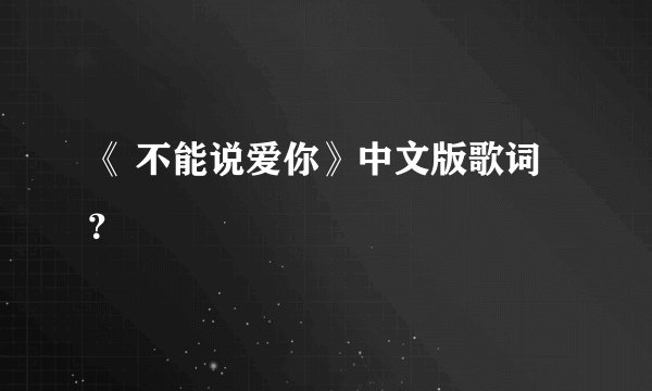 《 不能说爱你》中文版歌词？
