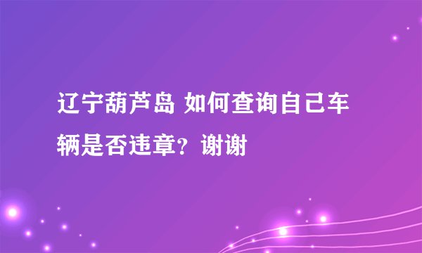 辽宁葫芦岛 如何查询自己车辆是否违章？谢谢
