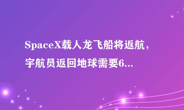 SpaceX载人龙飞船将返航，宇航员返回地球需要6到30个小时