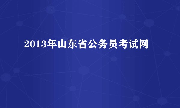 2013年山东省公务员考试网