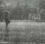 一个人在淋雨的图片，唯美一点的。没带伞的。