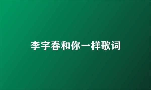 李宇春和你一样歌词