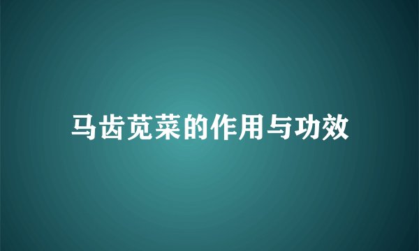 马齿苋菜的作用与功效