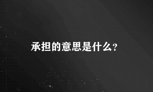 承担的意思是什么？
