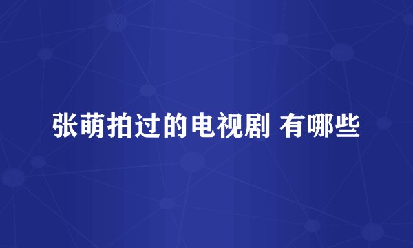张萌拍过的电视剧 有哪些